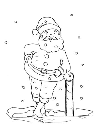 santa claus silhouette isolated over the white backgroundの写真素材