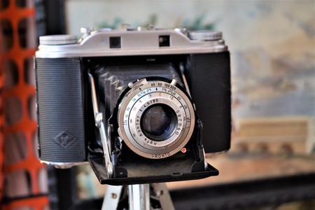 old analog film camera. close-up photo