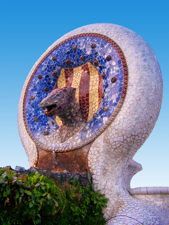 Antoni Gaudi park Guell - fountain, architecture Spain, Barcelonaのeditorial素材
