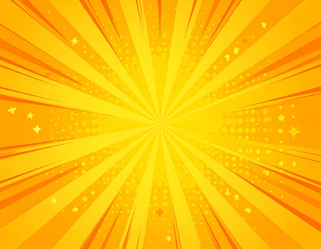 Abstract yellow background with rays and stars. Vector illustration for your designの素材