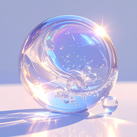 crystal ball with bubbles on a white background. 3d renderの素材