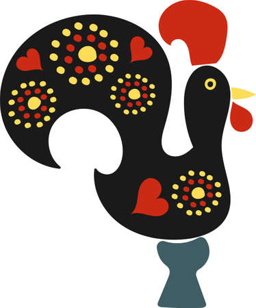 Galo de Barcelos. Portuguese rooster vector illustration iconのイラスト素材