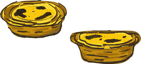 Pastel de nata typical portuguese sweetwith egg cream. Vector illustration, egg tart