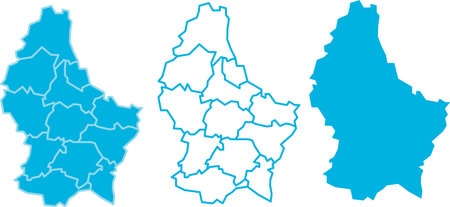 Luxembourg country map. Simplified vector illustration icon with regions and districts in blue color.のイラスト素材