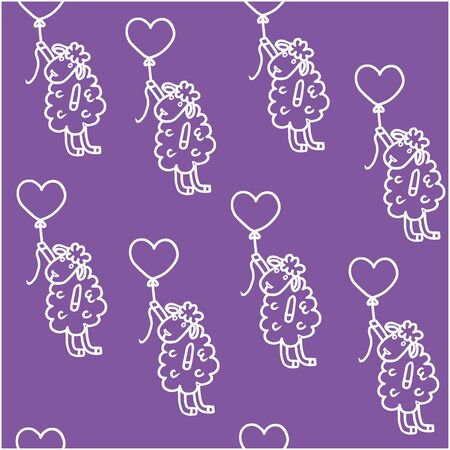 Sheep flies on a balloon. Childrens patternのイラスト素材