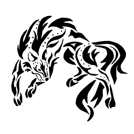 High quality original trendy vector illustration of wolf tattooのイラスト素材