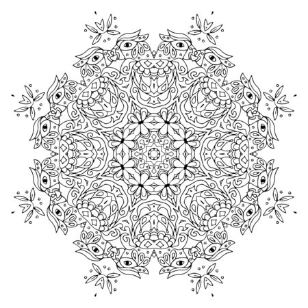 round pattern with many elements for coloringのイラスト素材