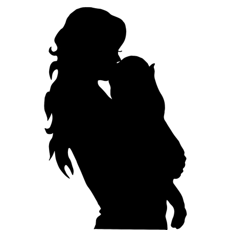 mother with a baby isolated on white backgroundのイラスト素材