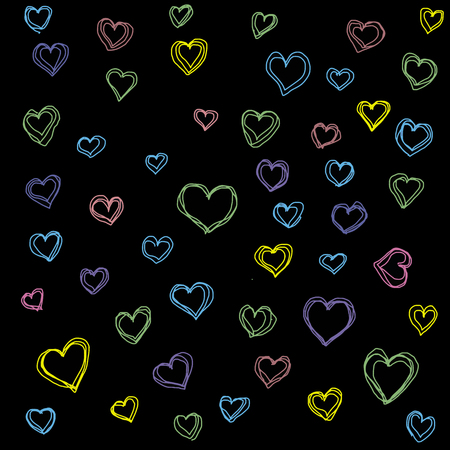 High quality original hand drawn Pattern with colored hearts for , design, fabric, textureのイラスト素材