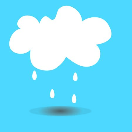 Cloud with raindrops icon and shadow isolated on blue backgroundのイラスト素材