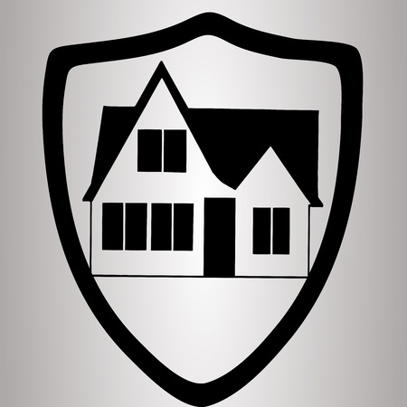 Hiqh quality shield with house in suit pictogram icon for web design, illustrations or other needsのイラスト素材