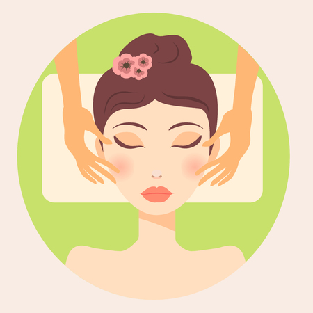 Very high quality original trendy  vector girl facial massageのイラスト素材
