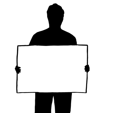 High quality original illustration of a man with a placardのイラスト素材