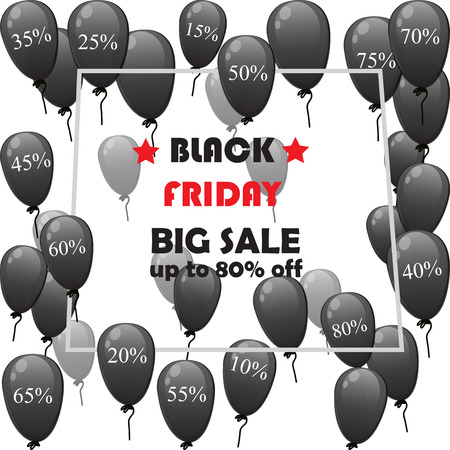 Very high quality original vector black friday sale on background with realistic balloonsのイラスト素材