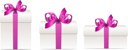 Very high quality original trendy vector gift box concept set with colorful ribbon for celebration, christmas, sale, web designのイラスト素材