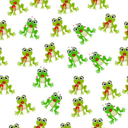 Very high quality original trendy vector seamless pattern with frog prince or princessのイラスト素材