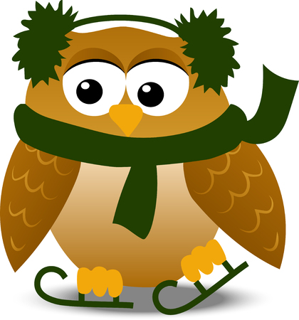 High quality original trendy vector illustration of a cute christmas owl in santa hatのイラスト素材