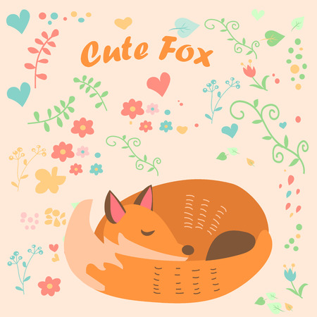 Very high quality original trendy vector illustration of a cute foxのイラスト素材