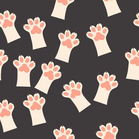 original trendy vector seamless pattern with cat paw print with clawsのイラスト素材