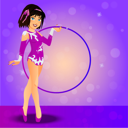 Very high quality original trendy vector illustration of little gymnast girl with hoop in dressのイラスト素材