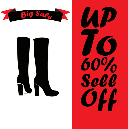 High quality original trendy vector set with realistic ladies shoe sale.のイラスト素材