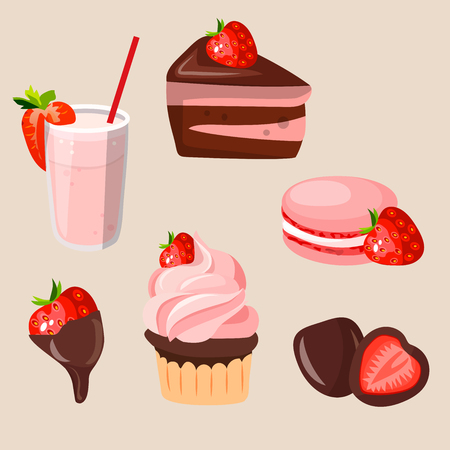 strawberry milk shakeのイラスト素材