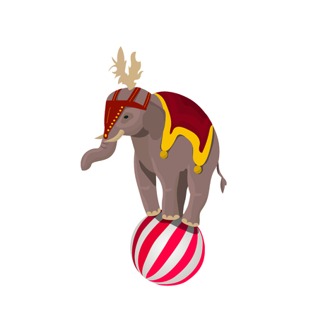 Circus elephant balancing on ballのイラスト素材