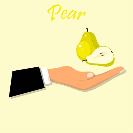 logo of fresh green pear juice.のイラスト素材