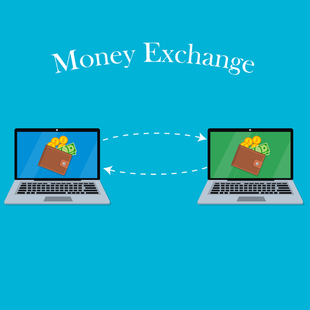 laptop screen with wallet and moneyのイラスト素材
