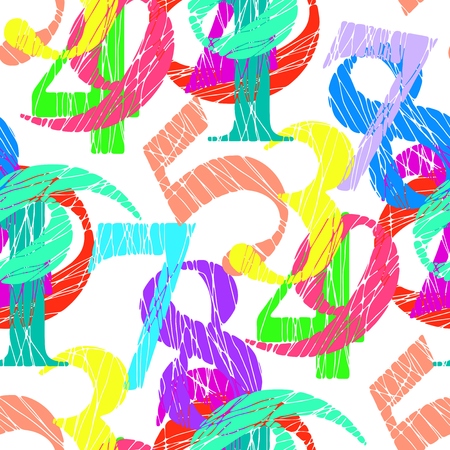 Colorful numbers pattern on white colorのイラスト素材