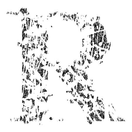 Broken grunge pixelated uppercase letter.Art font.のイラスト素材
