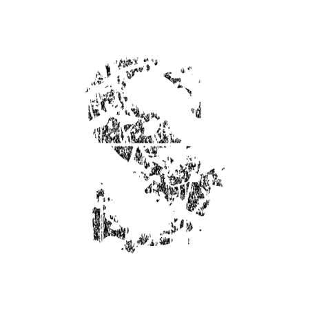 Broken grunge pixelated lowercase letter.Art font.のイラスト素材
