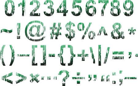 Grunge alphabet.Green gradient digits and other elements.のイラスト素材