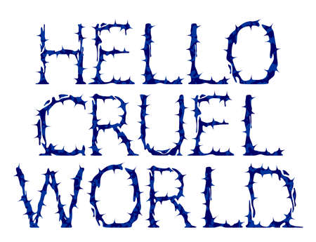 Hello cruel world.Lettering vector illustration.のイラスト素材