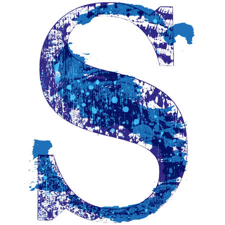 Grunge stamped uppercase letter.High detailed vector offset font.のイラスト素材