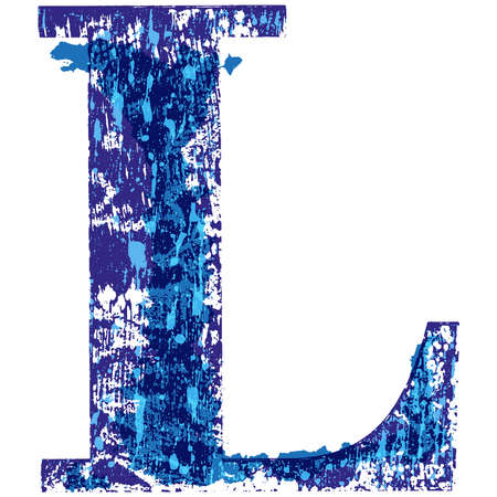 Grunge stamped uppercase letter.High detailed vector offset font.のイラスト素材