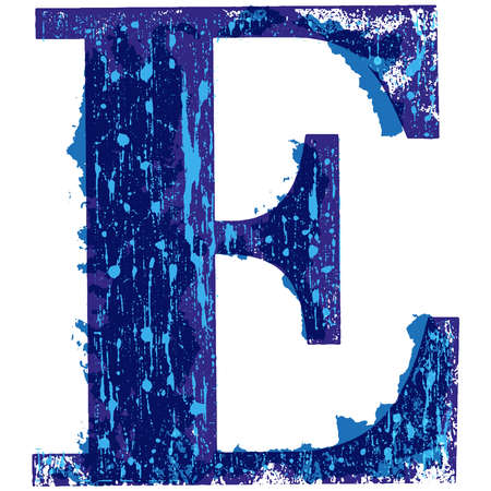 Grunge stamped uppercase letter.High detailed vector offset font.のイラスト素材
