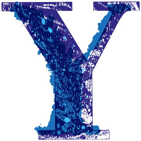 Grunge stamped uppercase letter.High detailed vector offset font.のイラスト素材