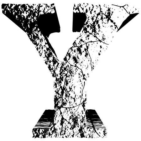 3D grunge stone letter.Art font.のイラスト素材