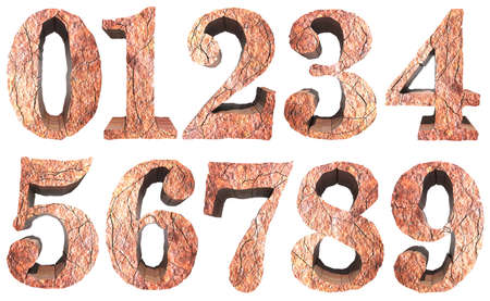 Iron ore stone numerals.Art font.