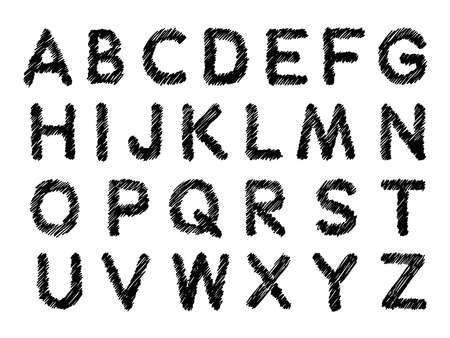 Vector chalk alphabet.Art font.のイラスト素材