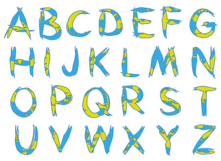 Colorful scribble alphabet.Art font.のイラスト素材