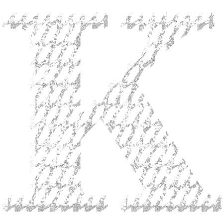 Cracked lines uppercase letter. Art font.のイラスト素材