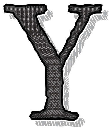 Vector geometric patterned letter. Art font.のイラスト素材