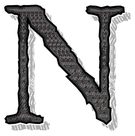 Vector geometric patterned letter. Art font.のイラスト素材