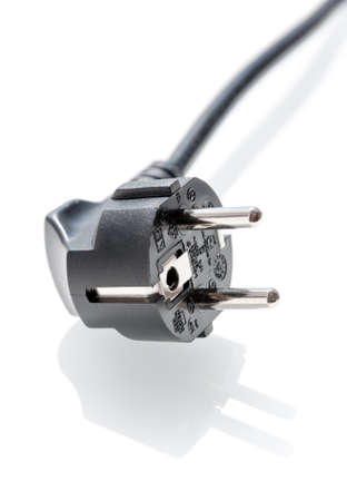 Power cord plug on white background.の写真素材