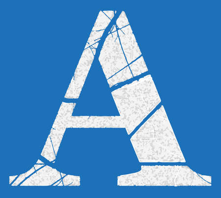 Gray distressed cracked letter.Vector lettering.のイラスト素材