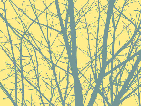 Tree branches illustration.Early spring season.のイラスト素材