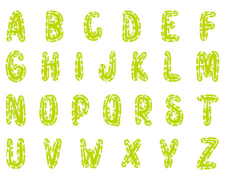 Green decorative font.Vector alphabet.のイラスト素材