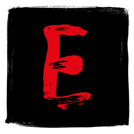 Hand-drawn red letter on black background.Vector lettering.のイラスト素材
